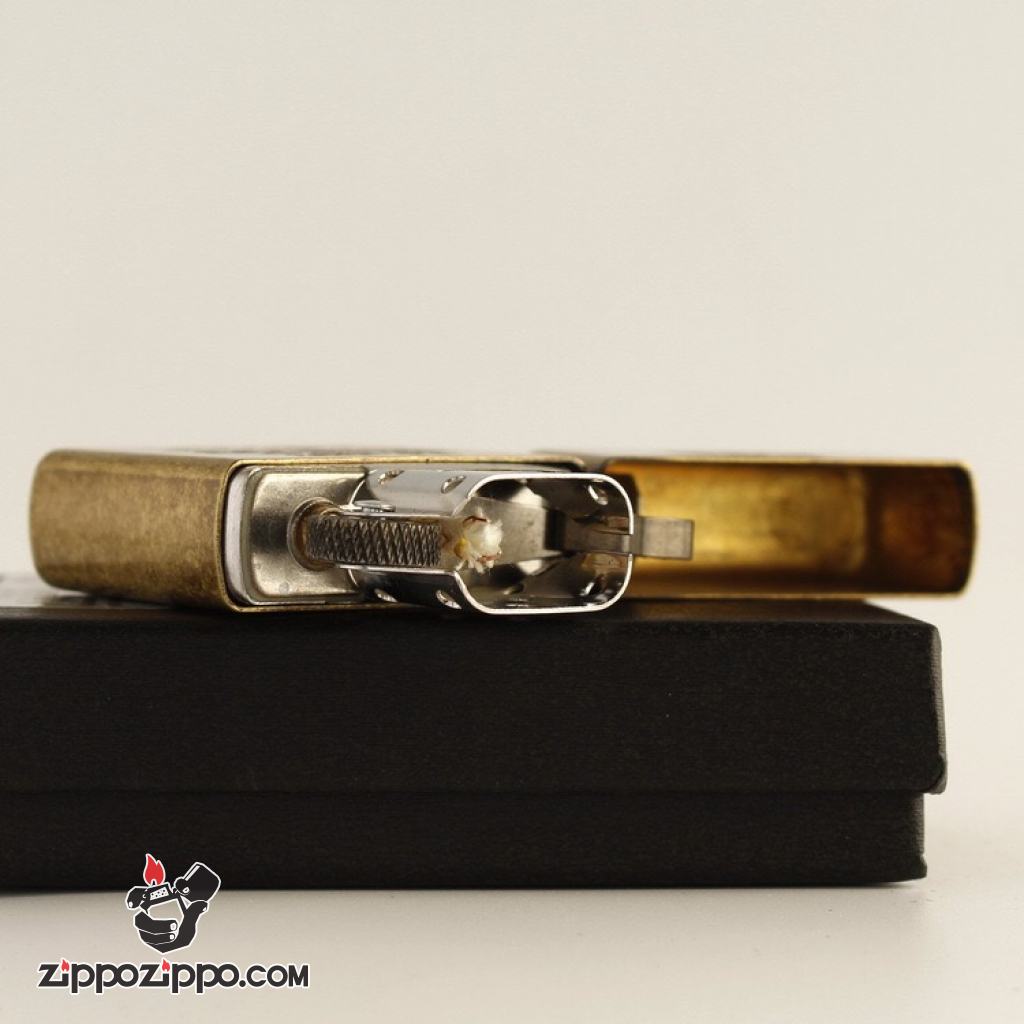 Bật Lửa Zippo Mạ Antique Brass Khắc Huy hiệu Hải quân Hoa Kỳ U.S.Navy