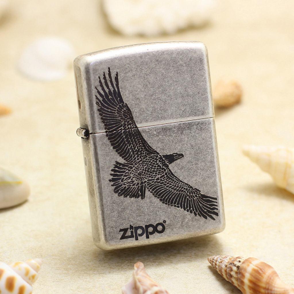 Bật Lửa Zippo Chính Hãng Khắc Đại Bàng Sải Cánh Mạ Antique Silver