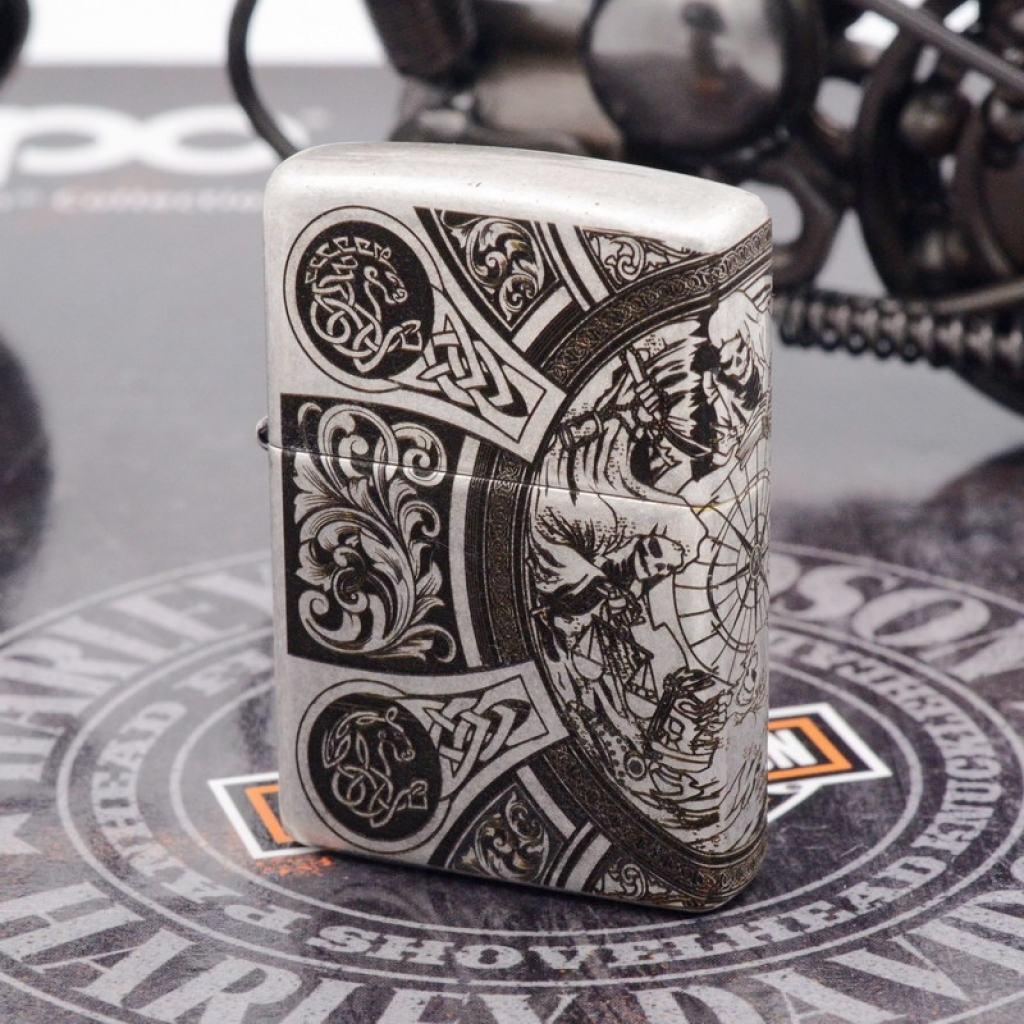 Bật lửa Zippo Chính Hãng Khắc Apocalypse Bốn Hiệp Sĩ Mạ Antique Silver