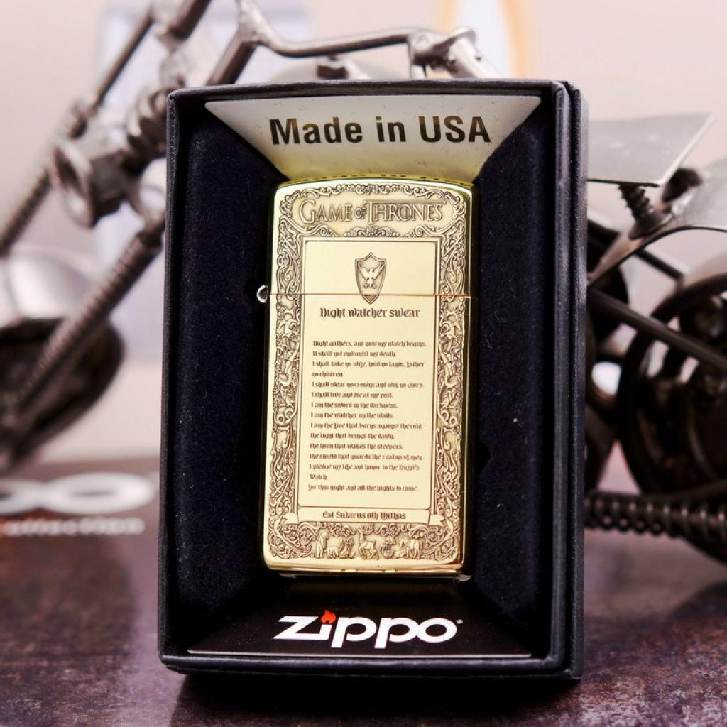 Bật Lửa Zippo Chính Hãng Chạm Khắc Game of Thrones Phiên Bản Hẹp Slim