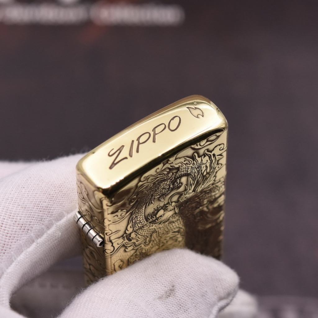 Bật Lửa Zippo Chính Hãng Chạm Khắc Rồng Nhả Ngọc Phiên Bản Hẹp Slim