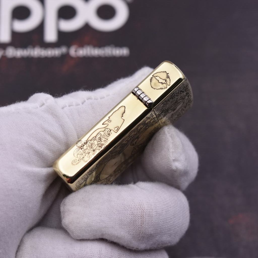 Bật Lửa Zippo Chính Hãng Chạm Khắc Khắc Hình Cô Gái Sexy Phiên Bản Hẹp Slim