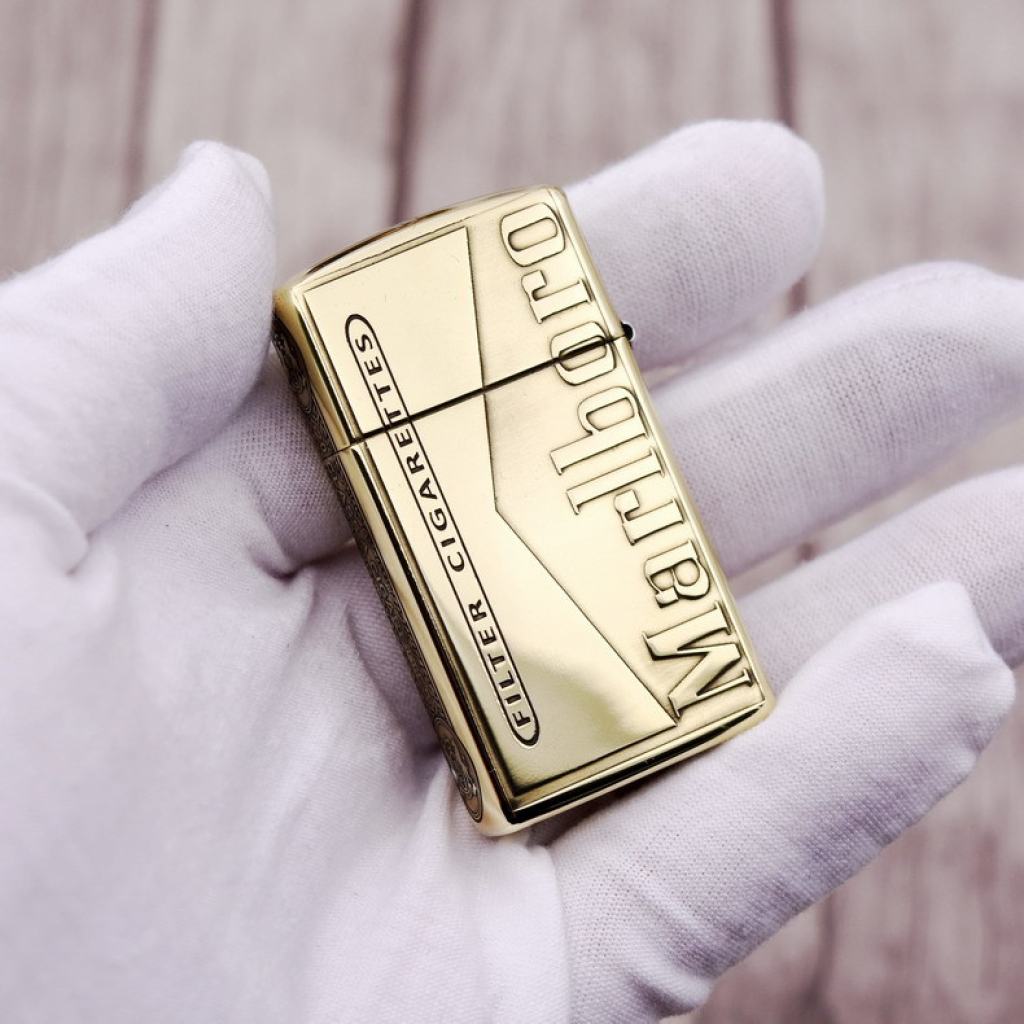 Bật Lửa Zippo Chạm Khắc Logo Marlboro Phiên Bản Hẹp Slim
