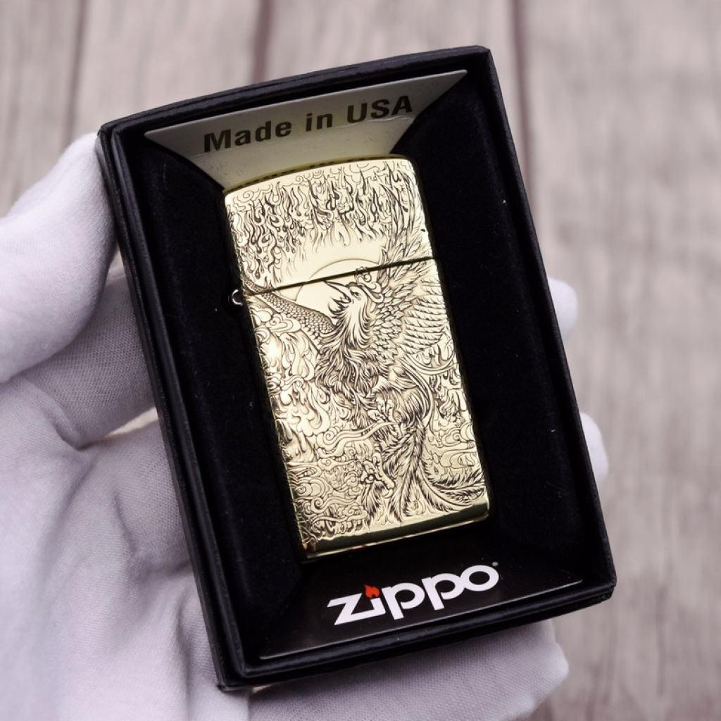 Bật Lửa Zippo Chính Hãng Chạm Khắc Chim Phượng Hoàng Phiên Bản Hẹp Slim