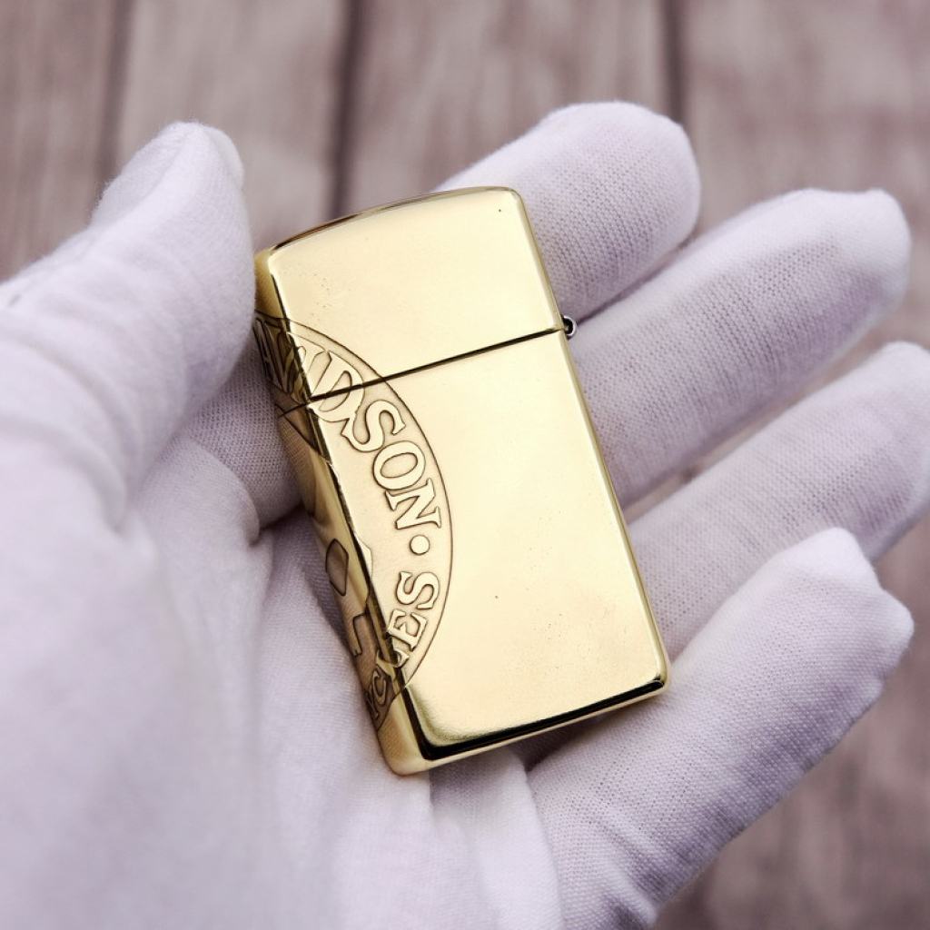 Zippo Chính Hãng Đồng Bóng Khắc Hình Đầu Lâu Harley Davidson Phiên Bản Hẹp Slim