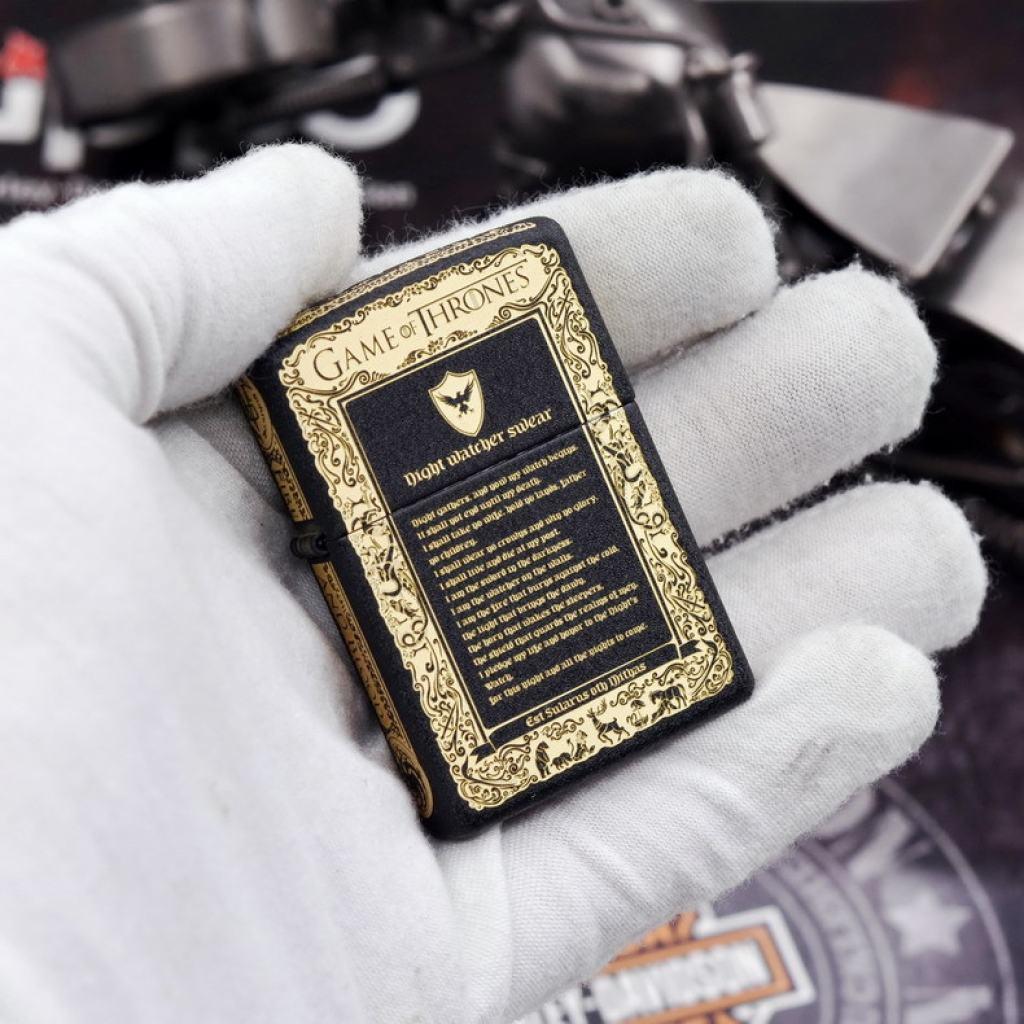 Bật Lửa Zippo Đen Nhám Khắc Game Of Thrones