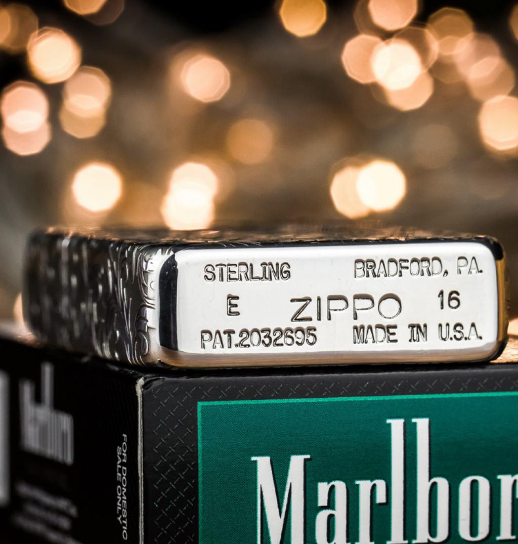Bật Lửa Zippo Bạc Nguyên Khối Cao Cấp Khắc Hoa Văn Xung Quanh Thánh Giá Phiên Bản 1941