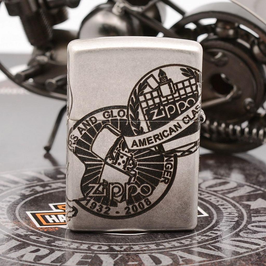Bật Lửa Zippo Chính Hãng Khắc Cô Gái Zippo Mạ Antique Silver