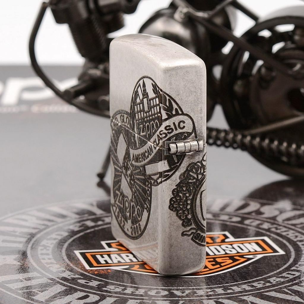 Bật Lửa Zippo Chính Hãng Khắc Cô Gái Zippo Mạ Antique Silver