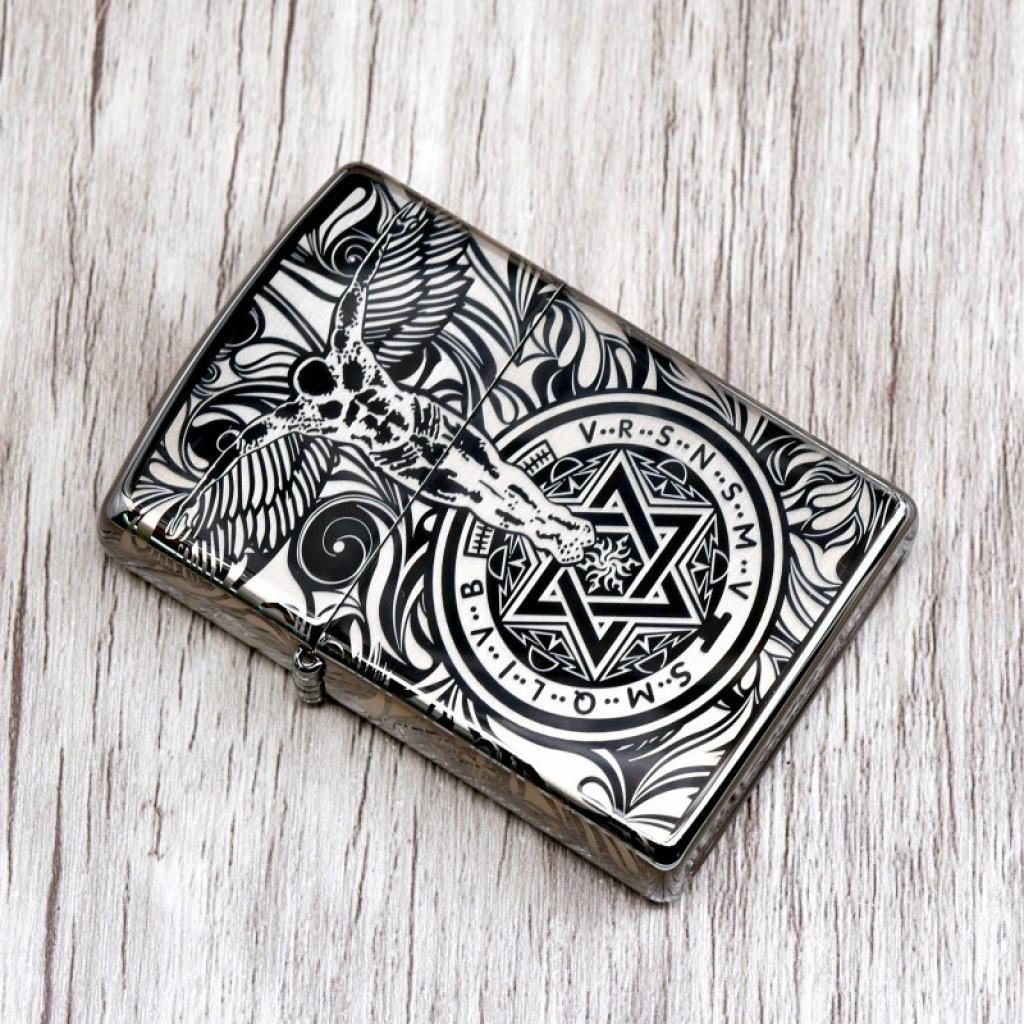 Bật Lửa Zippo Chính Hãng Khắc Thiên Thần Đen Bóng