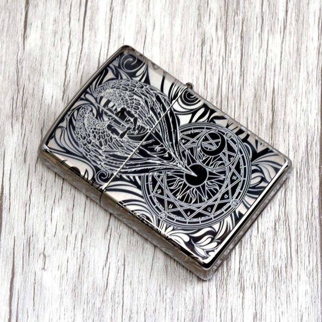 Bật Lửa Zippo Chính Hãng Khắc Thiên Thần Đen Bóng