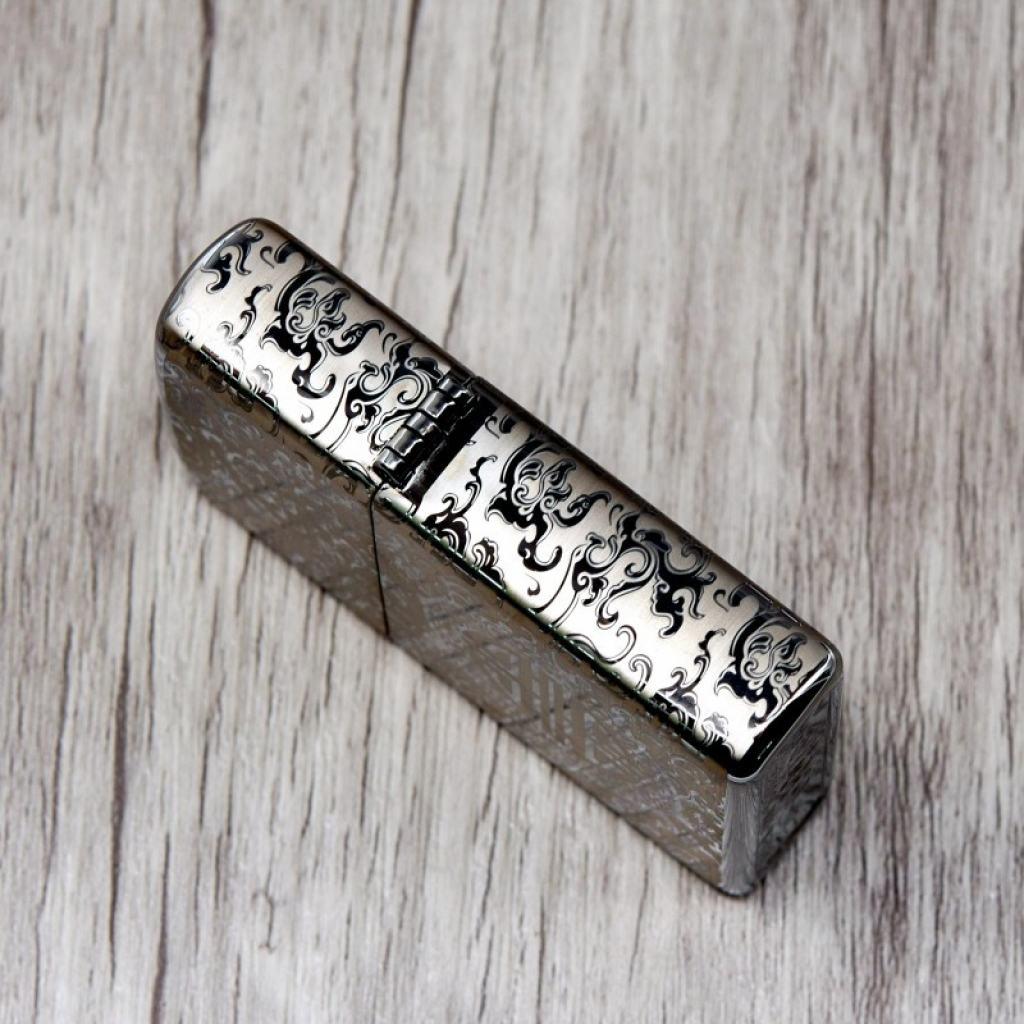 Bật Lửa Zippo Chính Hãng Khắc Hoa Văn Chữ Hỷ Đen Bóng