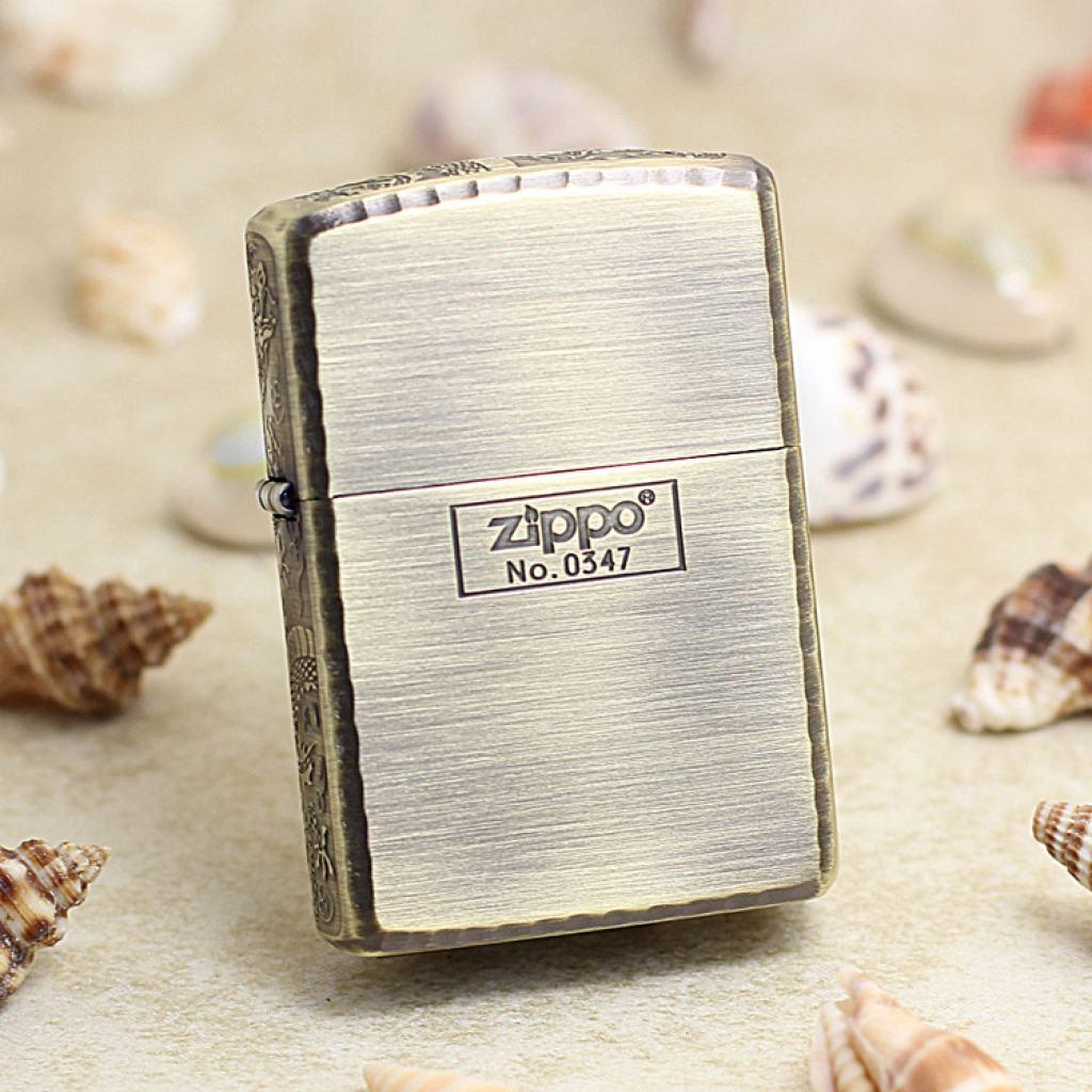 Zippo Chính Hãng Đồng Xanh Khắc Rồng Quanh Viền Vỏ Dày Armor Giới Hạn