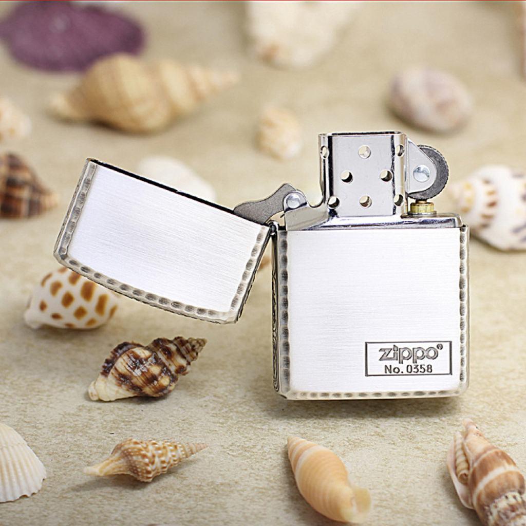 Zippo Chính Hãng Màu Bạc Khắc Chữ Thập Quanh Viền Vỏ Dày Armor Giới Hạn