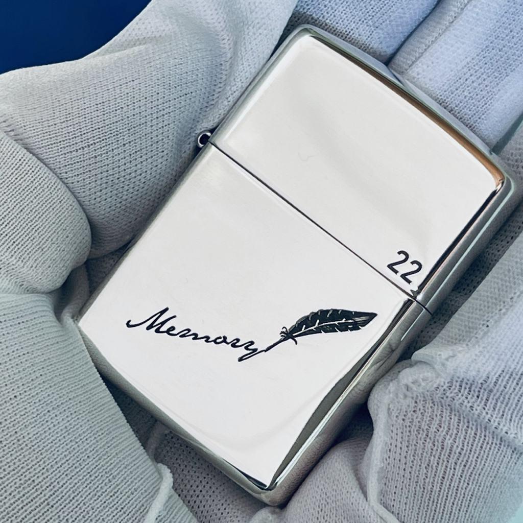 Bật Lửa Zippo Bạc Nguyên Khối Cao Cấp Khắc Memory Bản Vỏ Mỏng