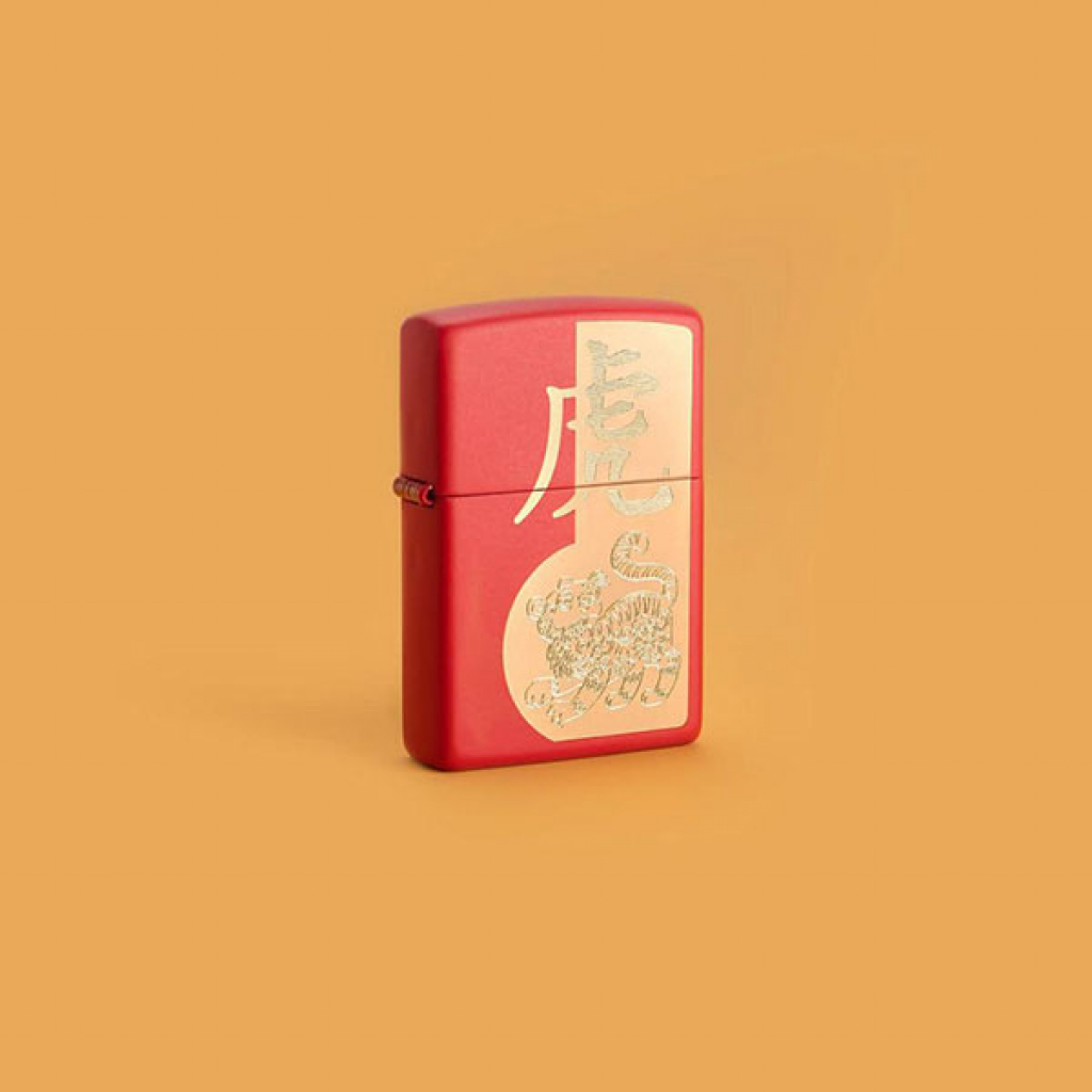 Bật Lửa Zippo Sơn Phủ Đỏ Năm Nhâm Dần - Sku 49701 – Zippo Year of the Tiger Design Red Matte