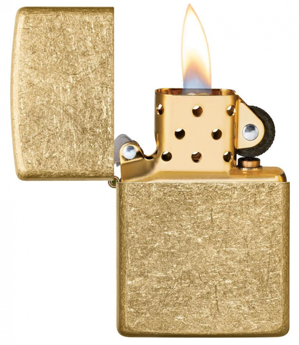 Bật Lửa Zippo Đồng Vàng Xước Bụi - Sku 49477 – Zippo Tumbled Brass