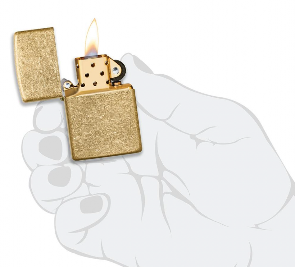Bật Lửa Zippo Đồng Vàng Xước Bụi - Sku 49477 – Zippo Tumbled Brass