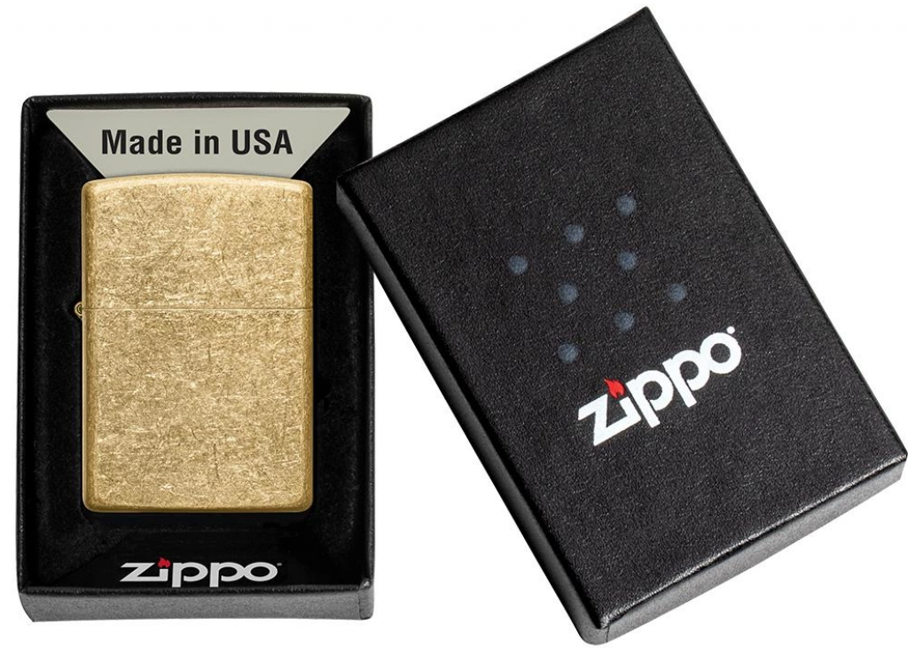 Bật Lửa Zippo Đồng Vàng Xước Bụi - Sku 49477 – Zippo Tumbled Brass
