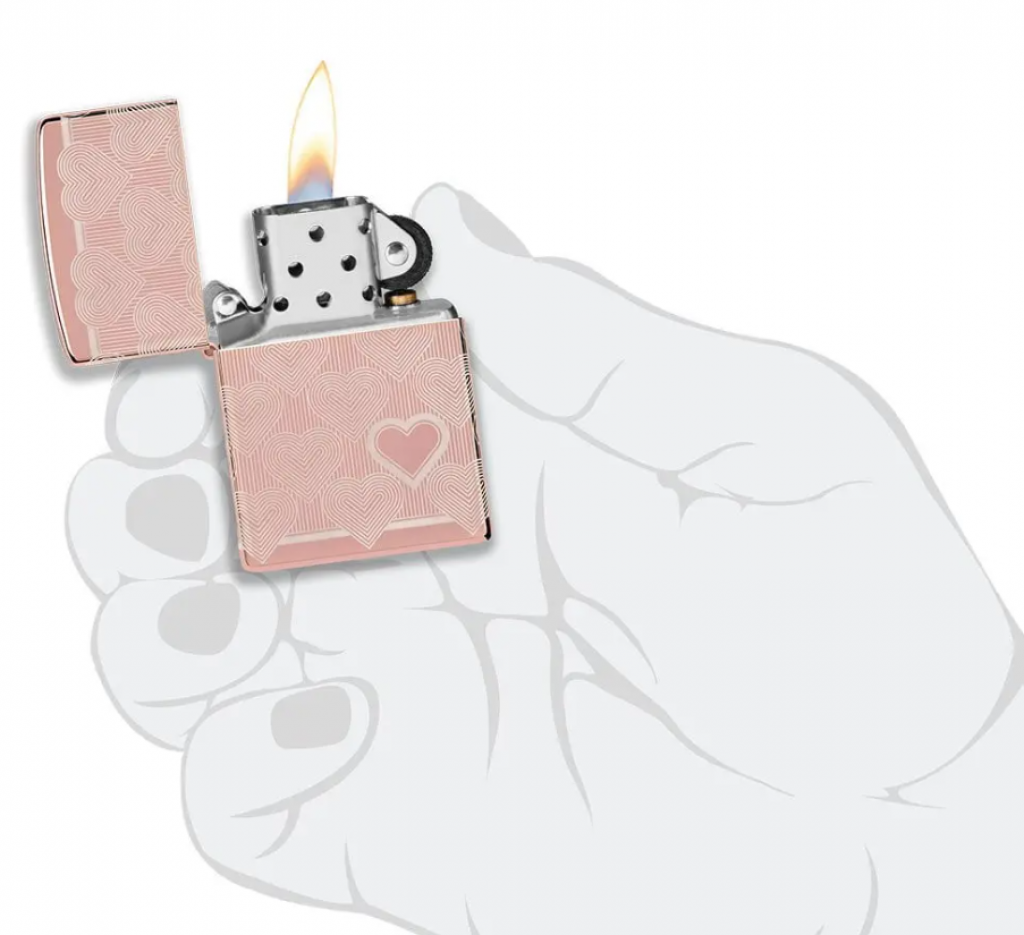Zippo 49811 Vàng Hồng Hình Trái Tim Đáng Yêu