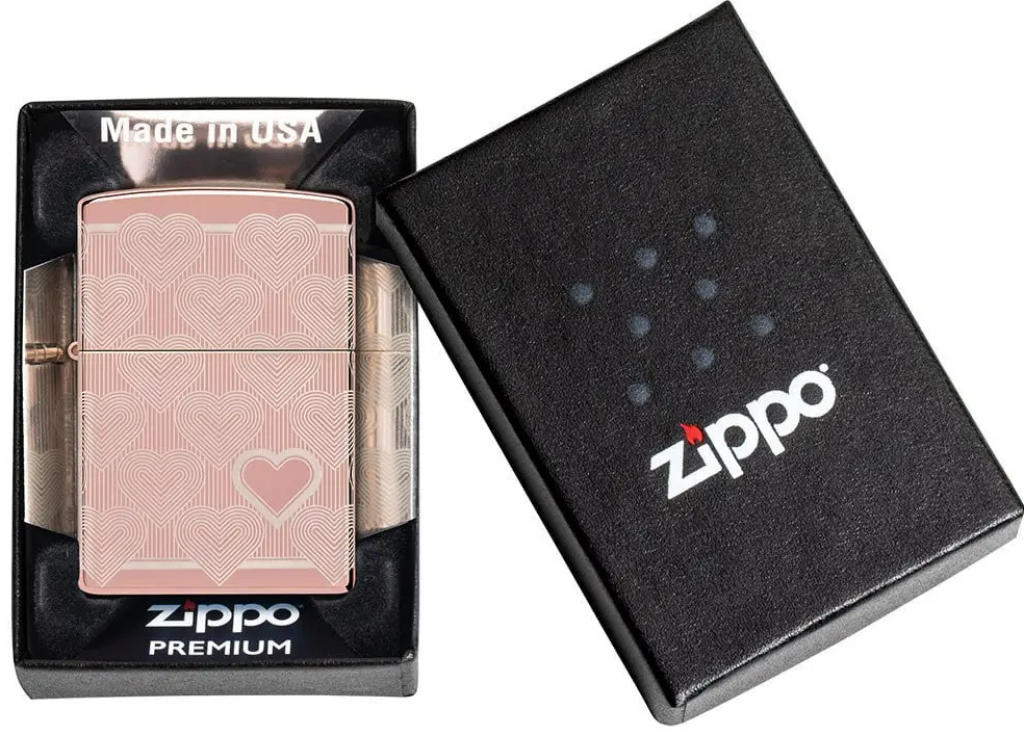 Zippo 49811 Vàng Hồng Hình Trái Tim Đáng Yêu