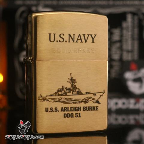 Bật Lửa Zippo 204B Khắc Hình Tàu Chiến