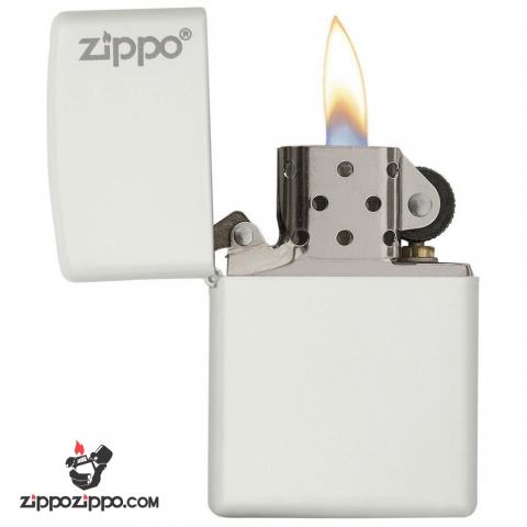 Bật Lửa Zippo Sơn Màu Trắng - Logo Zippo SKU 214ZL – Zippo White Matte With Logo