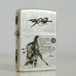 Bật lửa Zippo bạc cổ khắc 300 chiến binh - Mã SP: ZPC0492