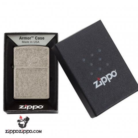 Bật Lửa Zippo Vỏ Dày Mạ Chrome Màu Bạc Giả Cổ - SKU 28973 – Zippo Armor Antique Silver Plate