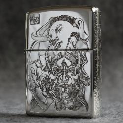 Bật lửa zippo bạc khối cao cấp khắc hình đức phật và ác quỷ bản armor - Mã SP: ZPC2218-26