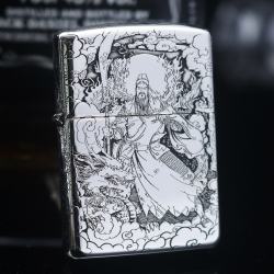 Bật Lửa Zippo Bạc Khối Cao Cấp Khắc Hình Quan Vân Trường Armor - Mã SP: ZPC2221-A