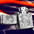 Bật Lửa Zippo Bạc Nguyên Khối Cao Cấp Chạm Khắc Cá Chép Vượt Long Môn Bản Vỏ Mỏng