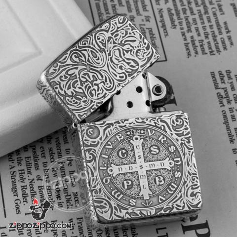 Bật Lửa Zippo Bạc Nguyên Khối Cao Cấp Chạm Khắc Constantine Bản 1941