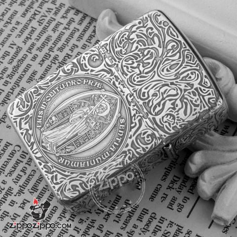 Bật Lửa Zippo Bạc Nguyên Khối Cao Cấp Chạm Khắc Constantine Bản 1941
