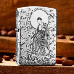 Bật lửa Zippo Bạc Nguyên Khối Cao Cấp Đức Phật Dược Sư Bản Vỏ Mỏng - Mã SP: ZPC2883