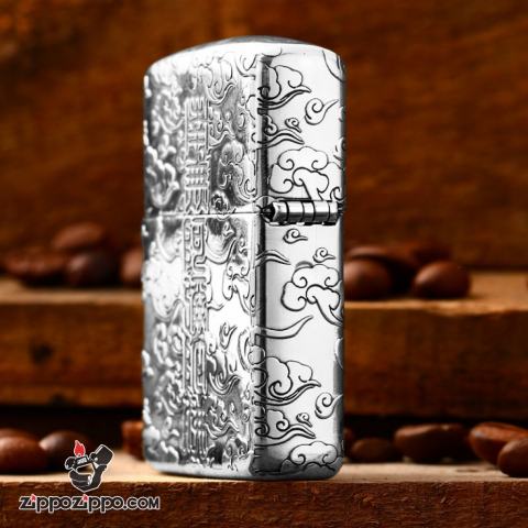 Bật lửa Zippo Bạc Nguyên Khối Cao Cấp Đức Phật Dược Sư Bản Vỏ Mỏng