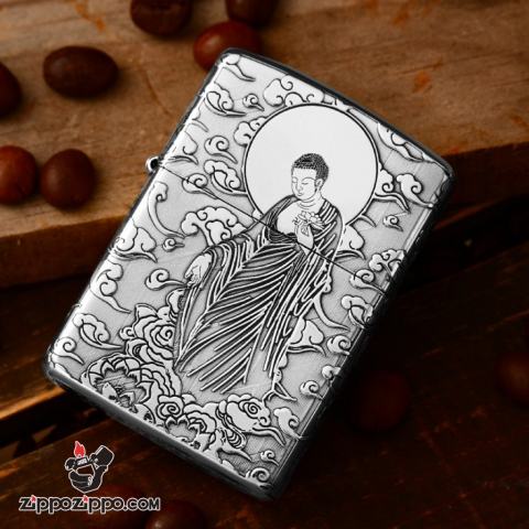 Bật lửa Zippo Bạc Nguyên Khối Cao Cấp Đức Phật Dược Sư Vỏ Dầy Bản Armor