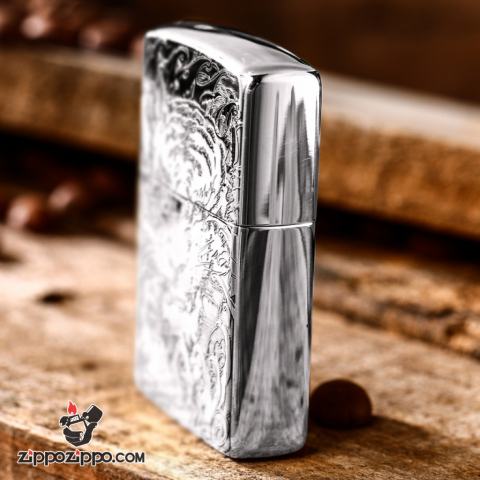 Bật Lửa Zippo Bạc Nguyên Khối Cao Cấp Hổ Và Móng Hổ Bản Vỏ Mỏng