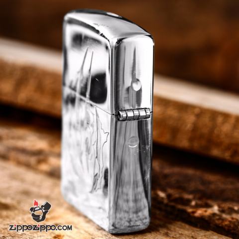 Bật Lửa Zippo Bạc Nguyên Khối Cao Cấp Hổ Và Móng Hổ Bản Vỏ Mỏng