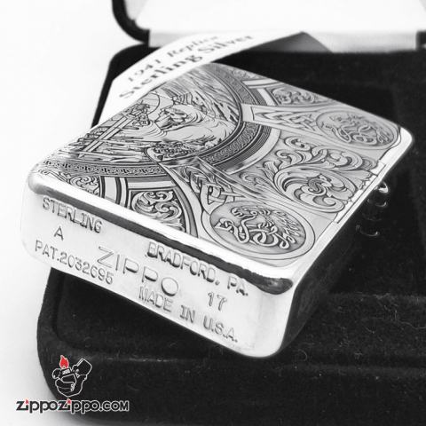 Bật Lửa Zippo Bạc Nguyên Khối Cao Cấp Khắc Bốn Hiệp Sĩ Bản 1941