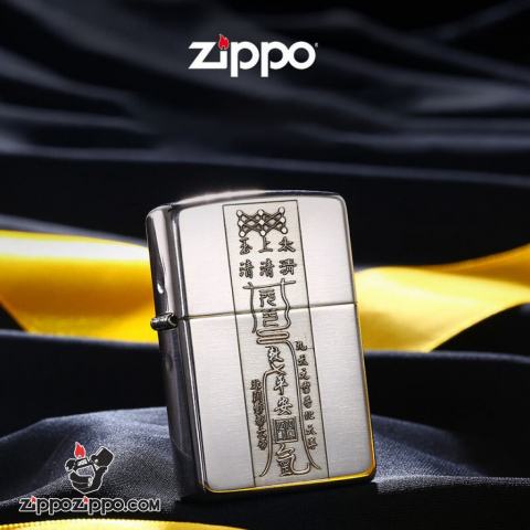 Bật lửa Zippo Bạc Nguyên Khối Cao Cấp Khắc Linh Phù Tài Lộc Bản Vỏ Mỏng