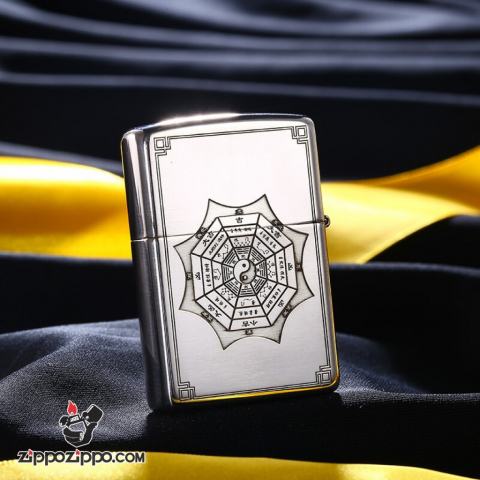 Bật lửa Zippo Bạc Nguyên Khối Cao Cấp Khắc Linh Phù Tài Lộc Bản Vỏ Mỏng