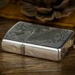 Bật Lửa Zippo Bạc Nguyên Khối Cao Cấp Khắc Cá Chép Trong Đầm Sen