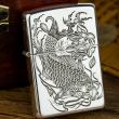 Bật Lửa Zippo Bạc Nguyên Khối Cao Cấp Khắc Cá Chép Trong Đầm Sen
