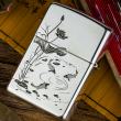 Bật Lửa Zippo Bạc Nguyên Khối Cao Cấp Khắc Cá Chép Trong Đầm Sen