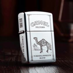 Bật Lửa Zippo Bạc Nguyên Khối Cao Cấp Khắc Camel Bản Vỏ Mỏng - Mã SP: ZPC3042