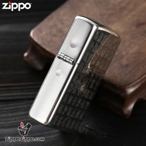 Bật lửa Zippo Bạc nguyên khối cao cấp khắcTranh Bách Phúc bản Tiêu Chuẩn.