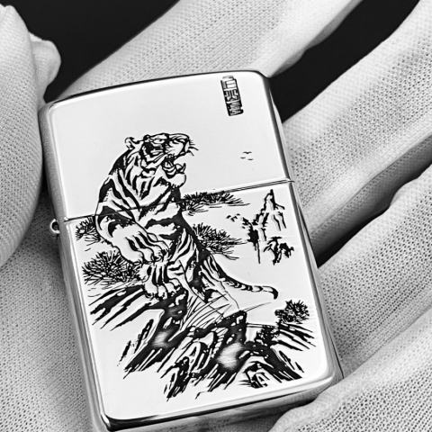 Bật Lửa Zippo Bạc Nguyên Khối Cao Cấp Khắc Chúa Sơn Lâm Vỏ Dầy Bản Armor