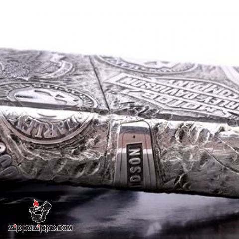 Bật Lửa Zippo Bạc Nguyên Khối Cao Cấp Khắc Harley Davidson Armor