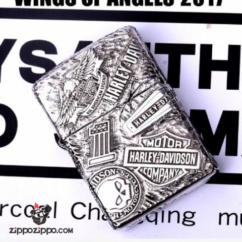 Bật Lửa Zippo Bạc Nguyên Khối Cao Cấp Khắc Harley Davidson Armor